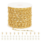 GTVOODX 33 Feet 18K Gold PVD Plated Stainless Steel Lip Chains for Jewelry Making 2mm Dapped Sequin Chain Spool Bulk for DIY Necklace and Bracelet Accessories - color: Gold Lip