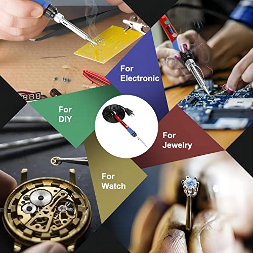 Soldering Iron Kit, 90W 110V LED Digital Soldering Iron with Ceramic Heater, Adjustable Temperature Soldering Welding Iron Kit, Auto-sleep, Thermostatic Design - color: 90w-16-in-1