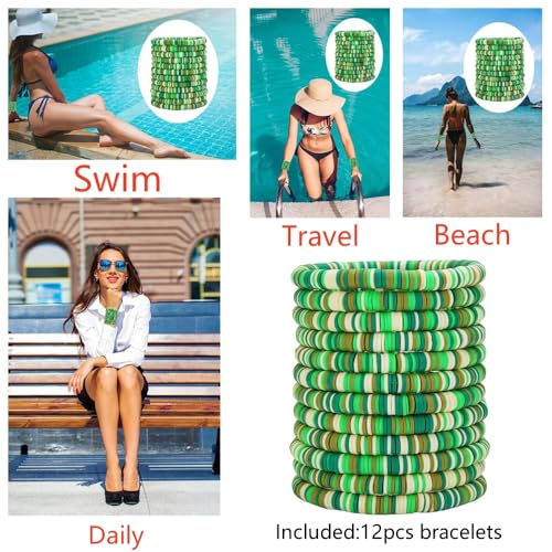12pcs Friendship Bracelets Beaded Bracelets Heishi Bracelet Cute Bracelets Stack Vinyl Clay Disc Bead Surfer Stretch Summer Beach Bracelets For Women Preppy Bracelets - color: B-color 8