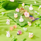 Beadthoven 16Pcs Resin Animal Charms Fuzzy Cute Rabbit Ladybug Bee Worm Duck Mini Pendants Animal Figures Miniature Ornament Cute Charms for Jewelry Making DIY Bracelet Necklace Earrings Keychain - color: Fuzzy-8 Styles