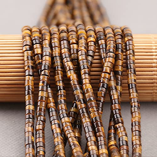 BONNY BOXX 150PCs Natural Classic Tiger Eye Spacer Beads, Loose Semi Precious Flat Round Gemstone Heishi Disc Stone Beads for Beading Jewelry Making 4mm*2mm - color: Classic Tiger Eye, size: 4MM*2MM
