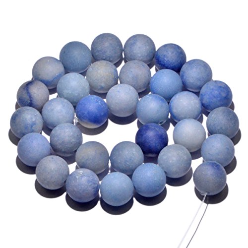 AD Beads Beautiful Natural Matte Gemstone Round Spacer Loose Beads 4-12mm (4mm, 12 Matte Blue Aventurine) - color: 12 Matte Blue Aventurine, size: 4mm