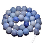 AD Beads Beautiful Natural Matte Gemstone Round Spacer Loose Beads 4-12mm (4mm, 12 Matte Blue Aventurine) - color: 12 Matte Blue Aventurine, size: 4mm