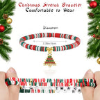 Emibele Colorful Stretch Bracelet Stack Boho Beaded Bracelet Set Heishi Surfer Bracelet Stackable Y2K Trendy Jewelry Friendship Multiple Set Women Fans - style: Red & Green 7PCS