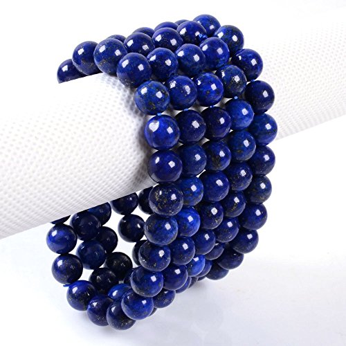 Justinstones Gem Semi Precious Gemstone 8mm Round Beads Stretch Bracelet 7 Inch Unisex - color: Dyed Lapis