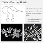 200 PCS 14K Gold Tone and Silver Earring Hooks 925 Sterling Silver Plated Hypoallergenic Ear Wires Fish Hooks with 100 PCS Clear Silicone Earring Backs and 100PCS Jump Rings for DIY Jewelry Making - color: 14K Gold and Silver