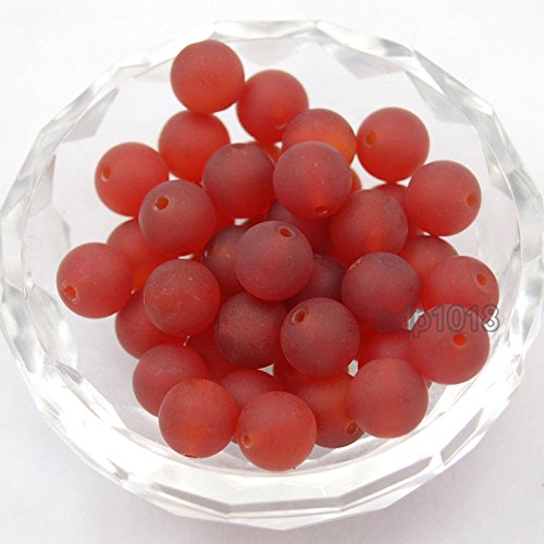 AD Beads Natural Matte Frosted Gemstone Round Spacer Loose Beads 4mm 6mm 8mm 10mm 12mm (8mm, Matte Red Agate) - color: Matte Red Agate, size: 8mm