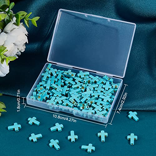 SUNNYCLUE 1 Box 100Pcs Turquoise Cross Beads Bulk Synthetic Turquoise Blue Gemstone Bead Easter Mini Cross Stone Spacer Beads for Jewelry Making Charms Beading Kits Christmas Bracelets DIY Supplies - color: 100pcs 12x16mm Blue Cross Beads