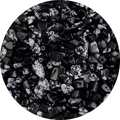 Natural Chip Stone Beads Black Rutilated Quartz 5-8mm About 400 Pieces Irregular Gemstones Healing Crystal Loose Rocks Bead Hole Drilled DIY for Bracelet Jewelry Making(5-8mm, Black Rutilated Quartz) - color: Black Rutilated Quartz