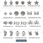 Fashewelry 60pcs Ocean Animal Tibetan Loose Spacer Beads Turtle Shell Fish Antique Silver Sea Life Creatures Alloy Western Beads for Necklace Bracelet Earring Craft Jewelry Making Supplies - color: Antique Silver, 12 Styles