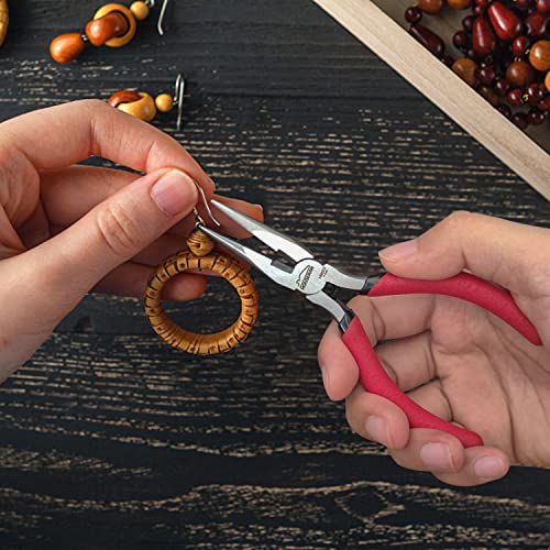 Needle Nose Pliers, 5 Inch, Needles Noses Pliers Set, 10 Pack, Small Needle Nose Plier, Long Nose Plier with Side Cutter, Spring Loaded Jewelry Needle Nose Pliers for Cutting and Bending Wire - color: 10 Pcs