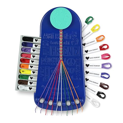 Choose Friendship Bracelet Making Kit – 20 Pre-Cut Threads, Portable Loom with Storage, Makes 8 Bracelets, Craft Gift for Kids Ages 8+, Dark Blue “Blueberry” - color: Blueberry
