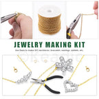 Keadic 102Pcs 30 Feet Jewelry Making Chains Kit W 3mm Metal Necklace Twisted Links Chain, Lobster Clasps, Open Jump Rings and Jewelry Pliers for Bracelet Earring Anklet DIY (Gold) - color: Gold