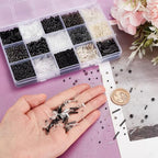 PH PandaHall 5000pcs+ Glass Seed Beads 15 Styles Bugle Beads Tube Bead Black White Silver Small Waist Bead for Punk Style Jewelry Making Bracelet Beading Weaving Embroidery DIY Craft Summer - color: Black White