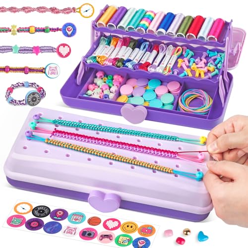 TingingYuli Friendship Bracelet Making Kit for Girls 8-12, DIY String Bracelet Maker with 3-Layer Storage Box, Arts and Crafts for Kids Ages 6-12, Easter Christmas Birthday Gift Set - color: Purple
