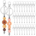 30 Pack Beadable Keychains Bars DIY Blank Beadable Keychains Metal Beaded Keychain Sliver Beads Keychain Making Kit for DIY Crafts Supplies Jewelry Making Gift - style: 30 Pack - Silver