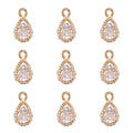 Beadthoven 100pcs Cubic Zirconia Alloy Charms Drop Shaped KC Gold Pendants for Jewelry Making Choker Tiny Dangle Accessories - color: Gold-Drop