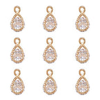 Beadthoven 100pcs Cubic Zirconia Alloy Charms Drop Shaped KC Gold Pendants for Jewelry Making Choker Tiny Dangle Accessories - color: Gold-Drop