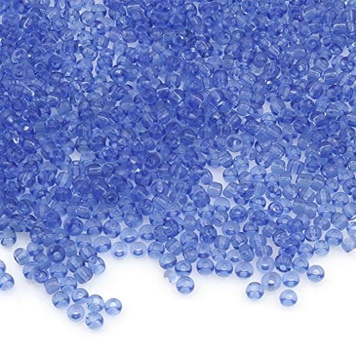 Perlin Glass Seed Beads 2mm 11/0 Round Mini Small Pony Beads 6500pcs for Making Earrings Bracelets Pendants Waist Jewelry DIY Handmade Transparent Color Kit (Blue Sapphire) - color: Blue Sapphire