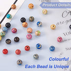 Craftdady 90pcs Natural Stone Imperial Jasper Beads Round Gemstone Striped Agate Dragon Veins Agate Crackle Agate Loose Beads Energy Healing Gemstone Beads for DIY Jewelry Crafts - color: Mixed Color,Imperial Jasper