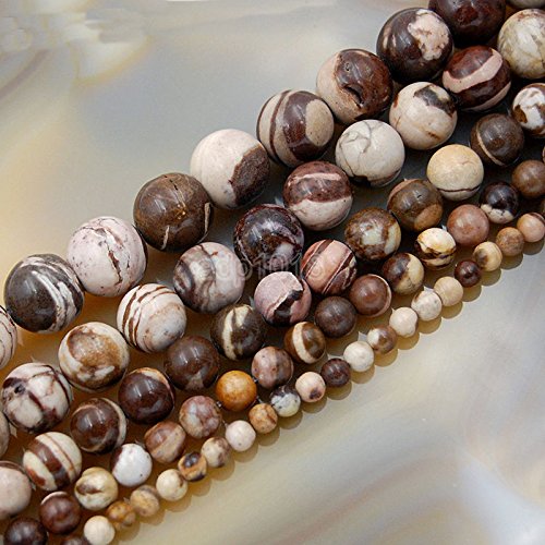 AD Beads Natural Gemstone Smooth Round Loose Beads 15" 4mm 6mm 8mm 10mm 12mm (4mm, Australia Zebre) - color: Australia Zebre, size: 4mm