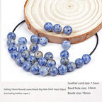 AD Beads Natural semi Precious Gemstone 10mm Round Loose Beads Big Hole 2mm Sized 30pcs (Blue Spot Jasper) - color: Blue Spot Jasper