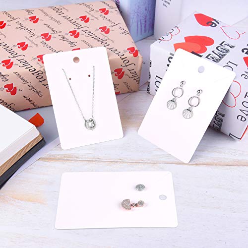 MIAHART 150 Set Earring Holder Cards Necklace Display Cards with 150pcs Bags for Selling DIY Ear Studs, Earrings and Jewelry Display (White) - color: White