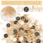 SANNIX 156Pcs/6 Sets Letter Charms, Letter Charms 3 Styles A-Z Initial Alphabet Metal Charms with 200Pcs Open Jump Rings for Bracelet Earrings Necklace, Jewelry Making, KC Gold - color: Gold White Black