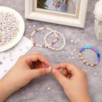 DECYOOL Letter Beads, 1900Pcs 4×7mm White Gold Acrylic Alphabet Beads with 1 Roll Elastic String for Bracelet Necklace Jewelry Making Supplies - color: White