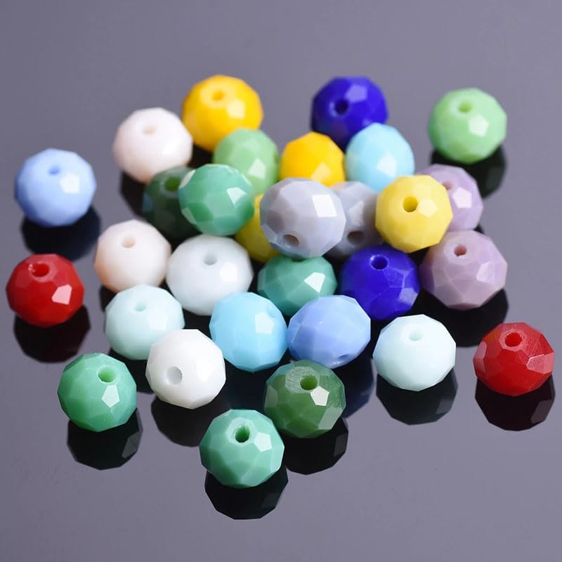 415pcs Rondelle Crystal Glass Beads 2mm 4mm 6mm 8mm Mixed Sizes, Faceted Briolette Spacer Czech Seed Loose Beads for DIY Jewelry Making (Mix 1) - color: Mix 1