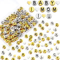 Sureio 114 Pcs Alloy Alphabet Letter Beads 8 mm Flat Round with Letter A-Z Plated Metal Initial Loose Spacer Beads for DIY Bracelet Necklace Earring Jewelry Craft Making(Gold, Silvery) - color: Gold, Silvery