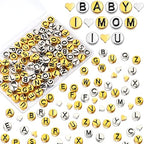 Sureio 114 Pcs Alloy Alphabet Letter Beads 8 mm Flat Round with Letter A-Z Plated Metal Initial Loose Spacer Beads for DIY Bracelet Necklace Earring Jewelry Craft Making(Gold, Silvery) - color: Gold, Silvery