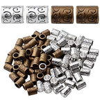 BronaGrand Large Hole Spacer Beads, 100pcs Column Alloy Tube Loose Beads, Silver/Bronze, Cylindrical, 10mm x 8mm, 5.6mm Hole, DIY Jewelry Craft Making - color: Silver/Bronze