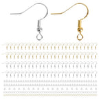 300PCS 925 Sterling Silver Earring Hooks, Gold Earring Hooks, Stainless Steel Ear Wires Fish Hook, Hypoallergenic Earring Making kit with Clear Silicone Backs Stoppers and Jump Rings(Gold and Silver)