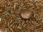 Czech Bugle Beads 40 gr / 1.4 oz Glass Tube Size #3 7mm (Tan/Brown Iridescent) - color: Tan/ Brown Iridescent