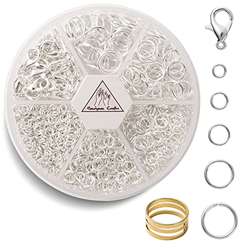 Handyman Crafts Jump Rings Kit With1000PCS Open Jump Rings 40PCS 12mm Lobster Clasps and Jump Rings Opener for Jewelry Making Keychains and Necklace Repair (Sliver) - color: Sliver