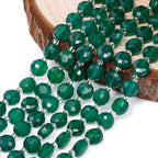 8×5mm Green Agate Natural Stone Beads for Jewelry Making About 35-40pcs 1 Strand 15" Drilled Flat Faceted Cabochon Gemstone Beads for Bracelets Necklace DIY Crafts - color: Green Agate