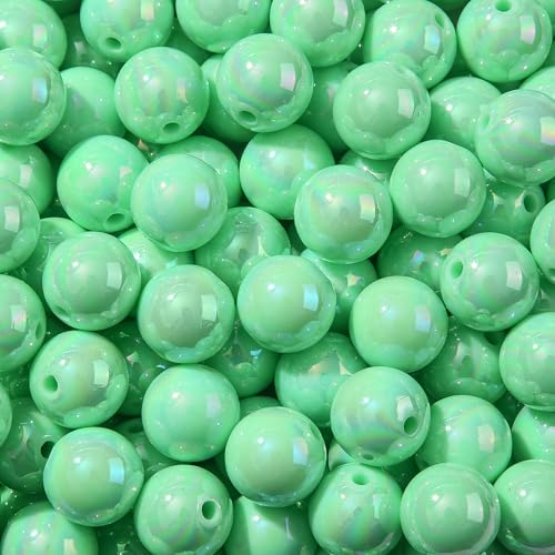 16mm Acrylic Bead 100pcs AB Mint Green Color Acrylic Bead Chunk Bubblegum Beads for DIY Crafting Necklace Bracelet Jewelry Making Keychain (Mint Green) - color: mint green