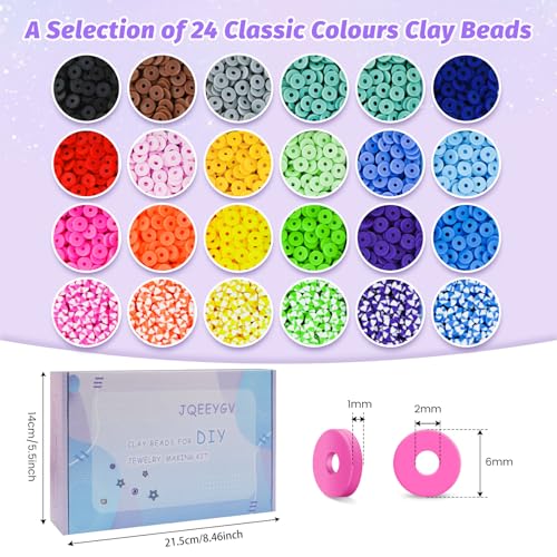 JQEEYGV Friendship Bracelet Kit, 2 Boxs 7300Pcs Clay Beads for Bracelet Making Kit with Number Letter Beads DIY Jewelry Charms Making Crafts Gifts for Girls Ages 6-12 - color: 7300Pcs 24Colors