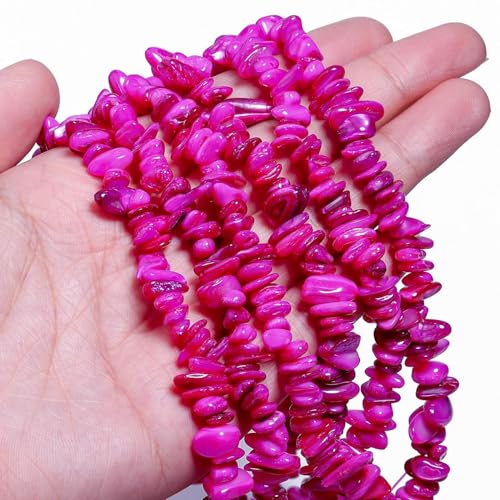 Chip Shells, 260pcs 5-8mm Irregular Beads with Holes, Rose Red Shell & Ruby Chip Beads for Jewelry Making - color: Rose Red