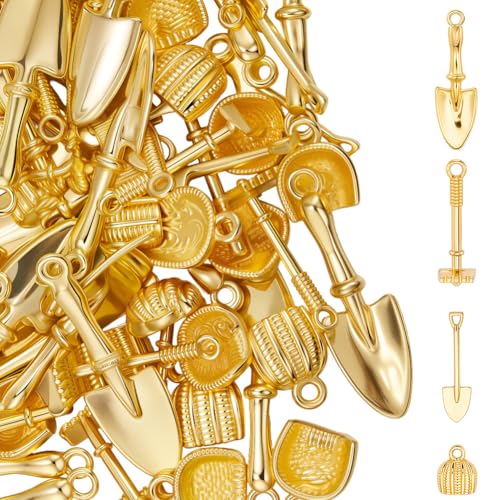 Beebeecraft 1 Box 80Pcs Home Tool Charms 18K Gold Plated Alloy Dustpan Shovel Charms 3D Tools for DIY Jewelry Making - color: 80Pcs #3