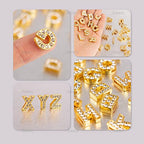 AUEAR, 104 Pack Gold A-Z 8mm Full Rhinestone Slide Charms Crystal Alphabet Letter Alloy for Bracelets Necklace Wristbands DIY Jewelry Making - color: Gold, size: 104 Pack