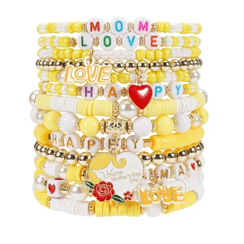 Twinfree Bohemia Beaded Bracelet for Women, Polymer Clay Stretch Bracelets - color: color 23