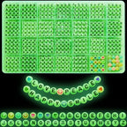 Looconi 1400pcs Letter Beads Glow in The Dark 7x4mm Black Alphabet A-Z and Smiley Heart Beads for Jewelry Bracelet Making - color: Glow-White