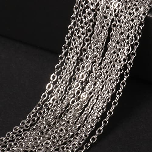 [66 Feet/ 20M] Stainless Steel Chain Bulk, 2.5mm 304 Stainless Steel Chains Flat Cable Link Chain Bulk for Jewelry Making DIY Craft - color: Stainless Steel, size: 2.5mm width