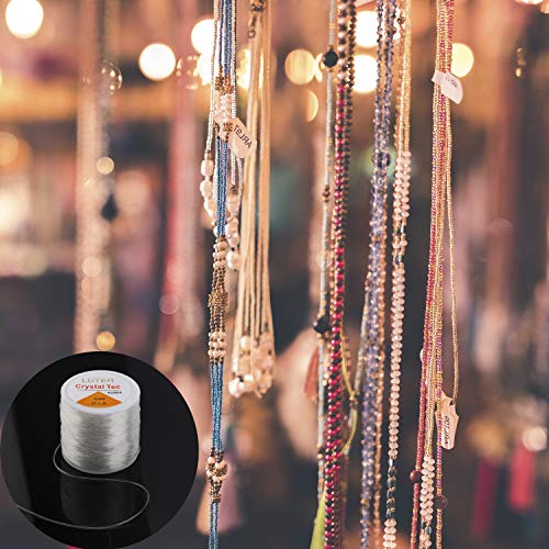 Luter 1mm Clear Bead Cord Crystal Elastic Stretchy Bracelet String for Jewelry Making Necklace Bracelet Beading Thread (328ft)