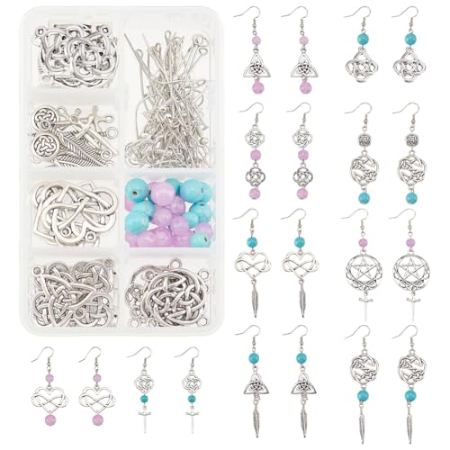 SUNNYCLUE 1 Box DIY Make 10 Pairs Knot with Beads Earring Making Kit Including Heart Infinity Knot Charms Turquoise Beads Jade Bead for Beginners DIY Earring Jewellery Making Crafts - color: Celtic Knot Earrings 5