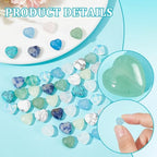 PH PandaHall 50PCS 10mm Heart Gemstone Beads, 10 Styles Natural Synthetic Stone Beads Rose Quartz Beads Crystal Spacer Beads for Christmas Bracelet Necklace Jewelry Making Crafts