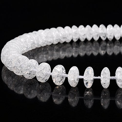 RUBYCA Natural AAA Grade Quartz Crystal Clear Rondelle Crackle Beads Jewelry Making (1 Strand, 10mm) - color: Rondelle Crackle, size: 10mm