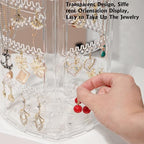 360° Rotating Jewellery Stand Organiser, Clear Display Earring Holder, 4 Tiers Jewellery Stand Necklace Stand Jewelry Dangle Earring Necklace Bracelet Display Rack Stand for Storage
